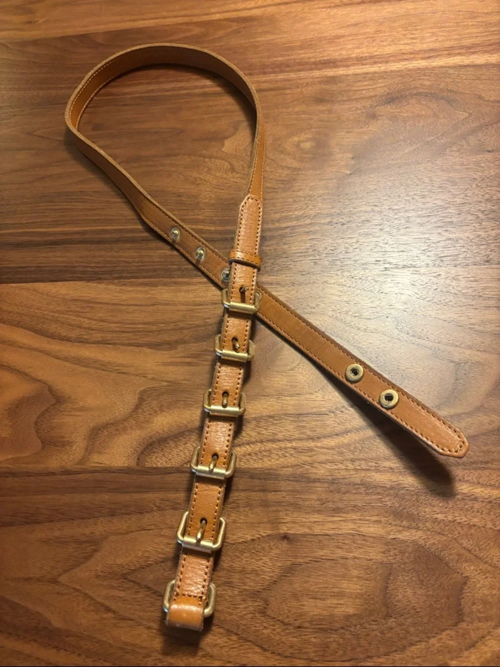 J. Crew Vintage Funky Brown Leather Buckle Belt - L - Picture 3 of 7